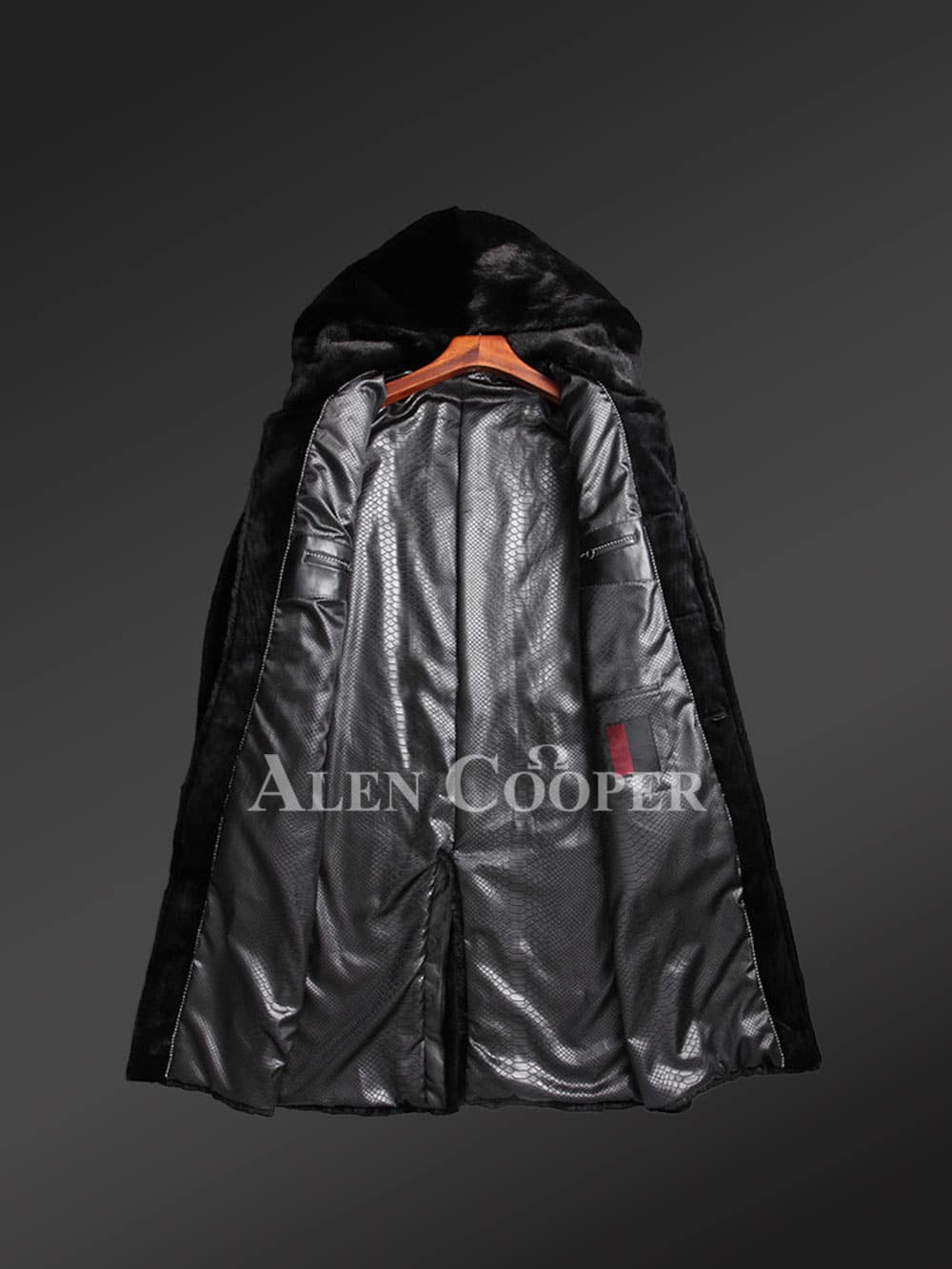 Full Skin Mink Fur Long Coat with Hood - Image 5