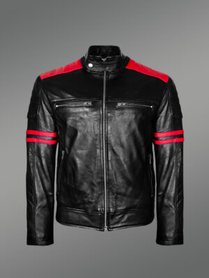 Men’s Motorcycle Jacket with 2 Cross Pockets in Front