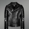 Men’s Quilted Black Leather Motorcycle Jacket!