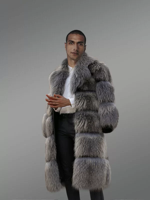 Mens Raccoon Fur Long Coat - Image 2