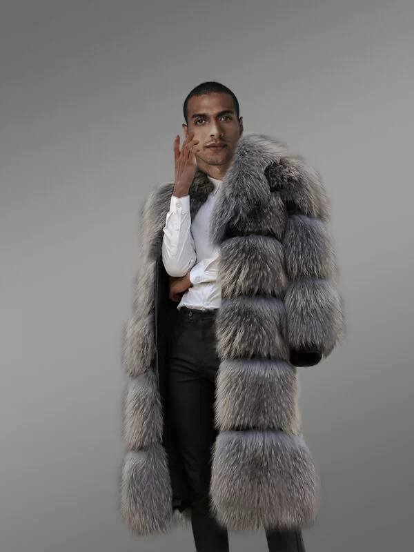 Mens Raccoon Fur Long Coat