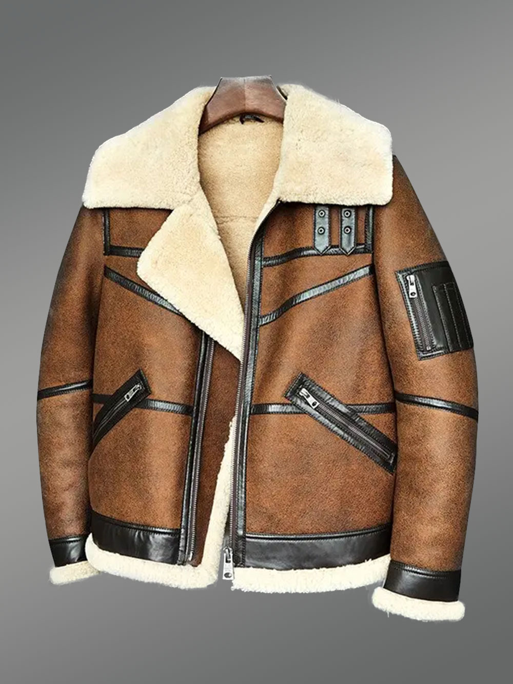 Men's Shearling bomber Jacket in Tan (1)