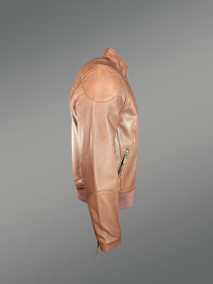 Men’s Taupe Regular Moto Look Bomber Jacket