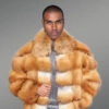 Men’s caramel brown genuine fox fur paragraph