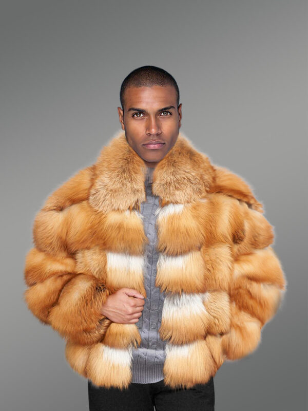 Men’s caramel brown genuine fox fur paragraph