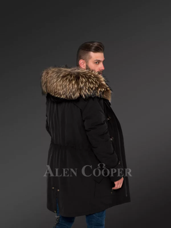 More Charming and Attractive Men in Hybrid Coffee Finn Raccoon Fur Parka Convertibles with Rabbit Liner - Image 4