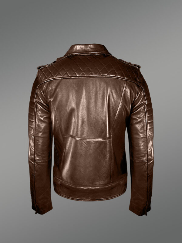 Italian-Finish Leather Biker Jackets For Stylish And Trendy Men In Coffee Color - Image 4