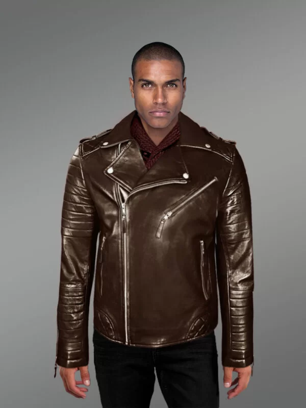 Italian-Finish Leather Biker Jackets For Stylish And Trendy Men In Coffee Color