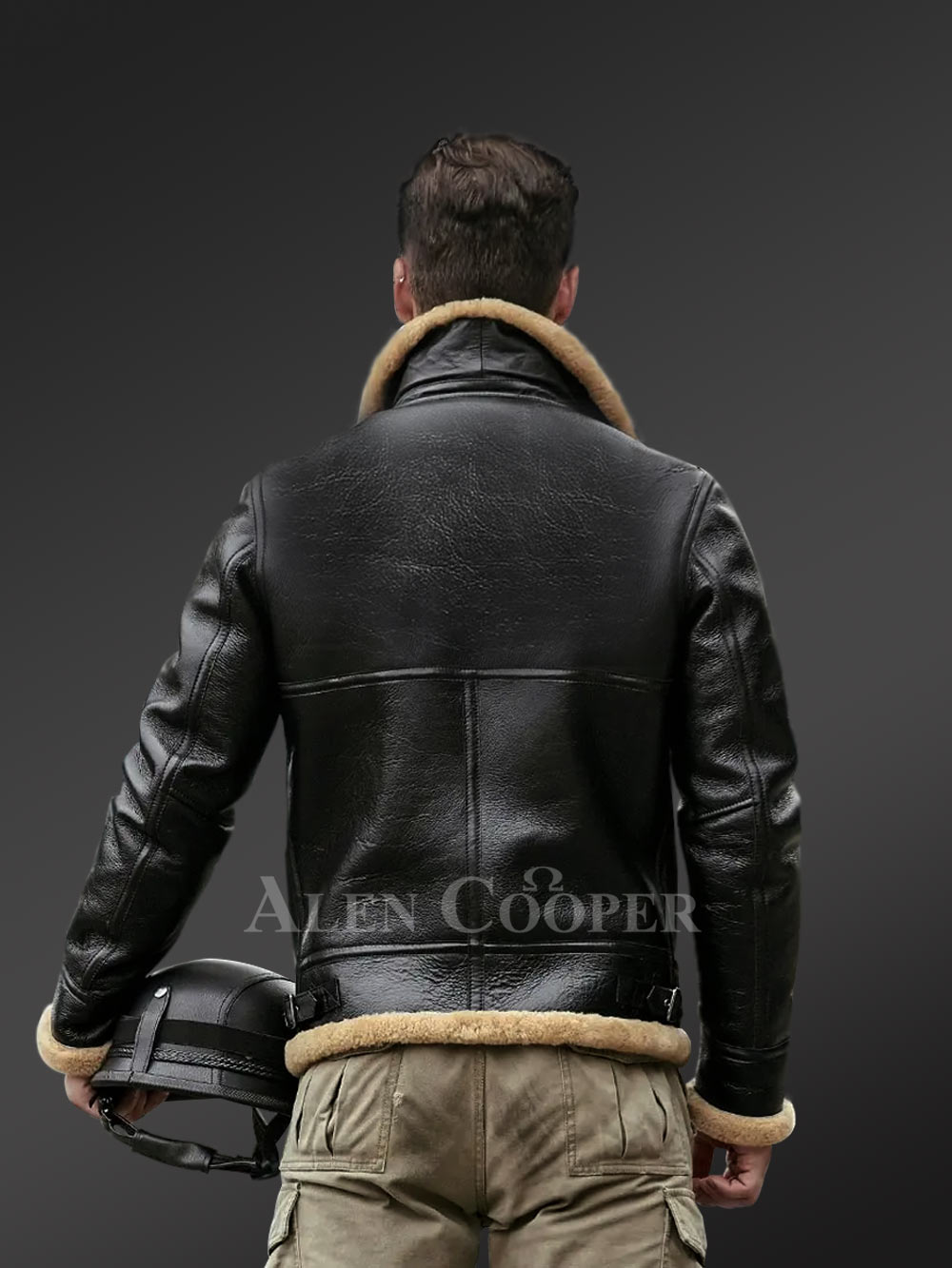 Moto-style Black Nappa Finish Shearling Jacket - Image 3