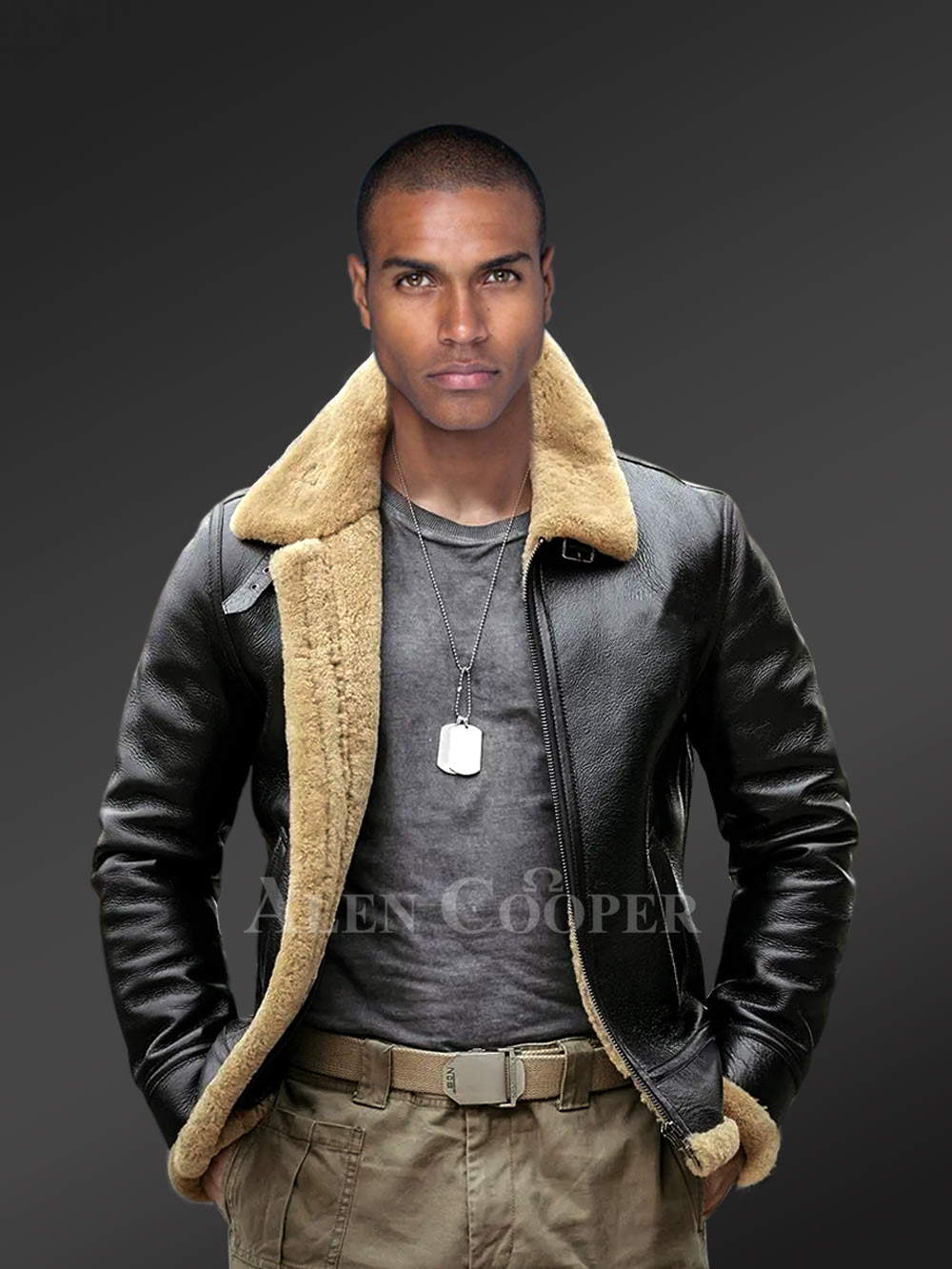 Moto-style Black Nappa Finish Shearling Jacket - Image 2