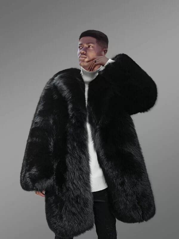 Mens Black Fox Fur Coat for a Bold & Classy Look