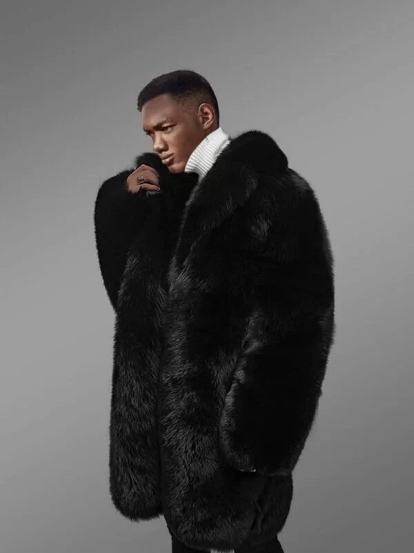 Mens Black Fox Fur Coat for a Bold & Classy Look - Image 6