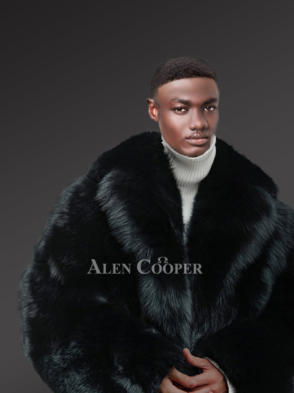 Mens Black Fox Fur Coat for a Bold & Classy Look - Image 6