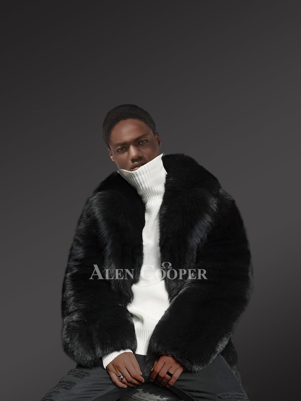 Mens Black Fox Fur Coat for a Bold & Classy Look - Image 5