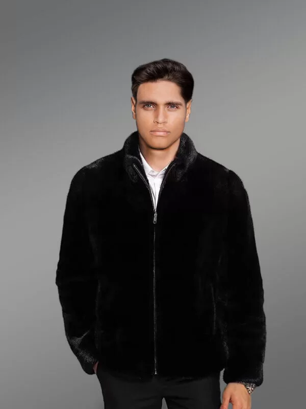 Mysterious Black Full Skin Mink Fur Jacket For Men - Image 2