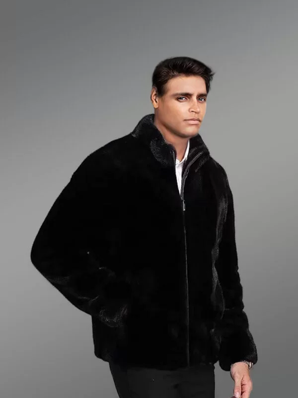 Mysterious Black Full Skin Mink Fur Jacket For Men - Image 3