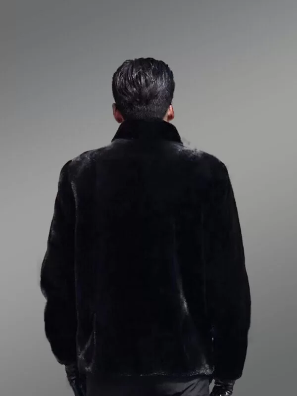 Mysterious Black Full Skin Mink Fur Jacket For Men - Image 4