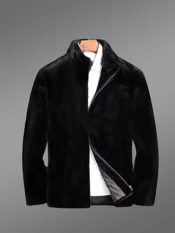 Mysterious Black Full Skin Mink Fur Jacket For Men - Image 5