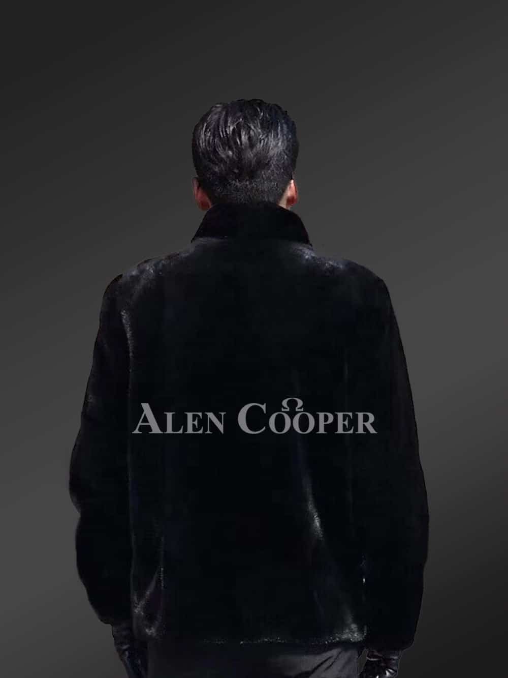 Coat in Mink Fur in a Classic Pitch-Black Shade - Image 4