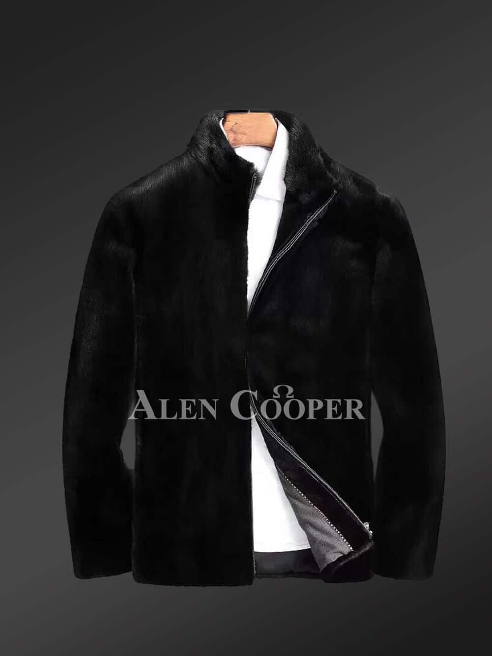 Coat in Mink Fur in a Classic Pitch-Black Shade - Image 5