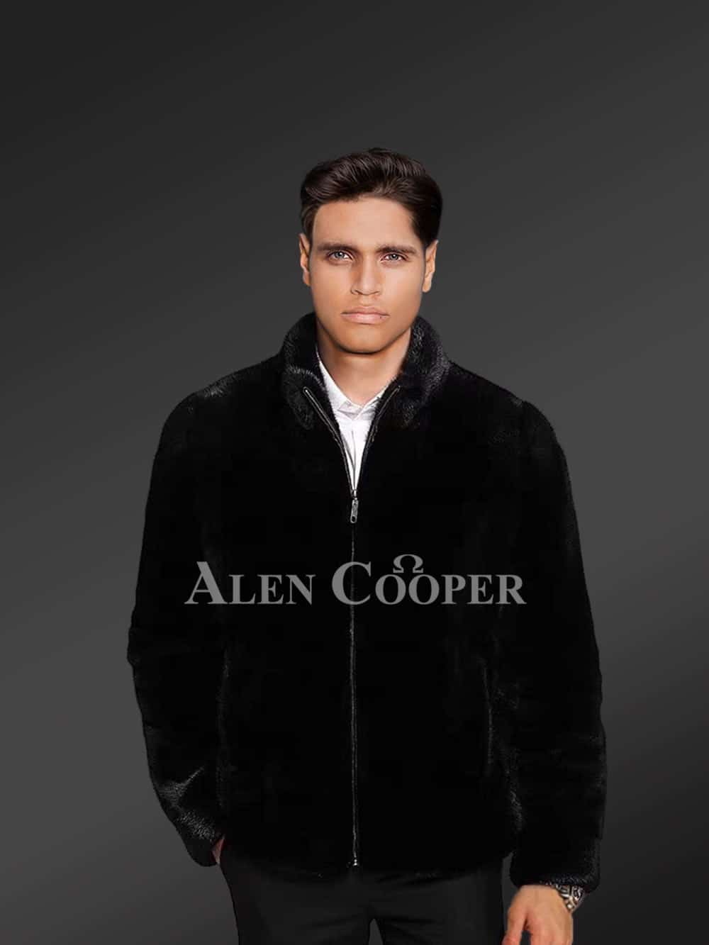 Coat in Mink Fur in a Classic Pitch-Black Shade - Image 2