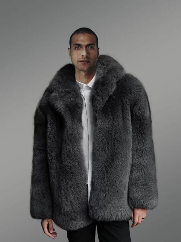 Polar Fox Fur Jacket for Men for In Black - Image 2