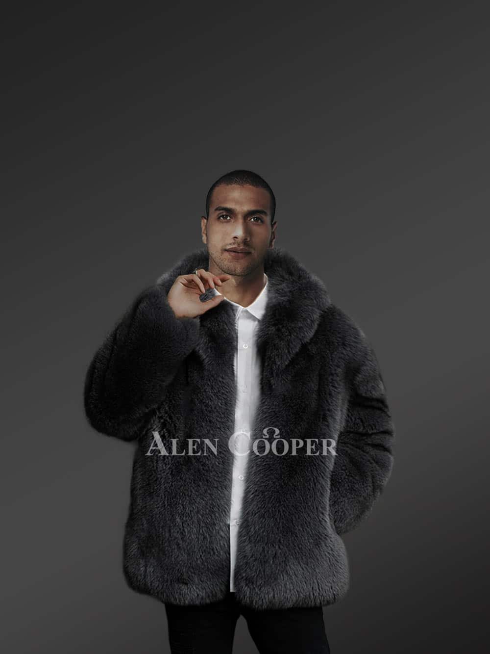 Mens Fox Fur Black Jacket To Look Sophisticated and Stay Warm - Image 4