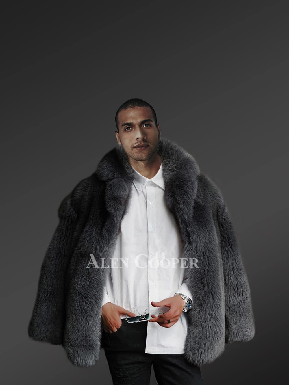 Mens Fox Fur Black Jacket To Look Sophisticated and Stay Warm - Image 5