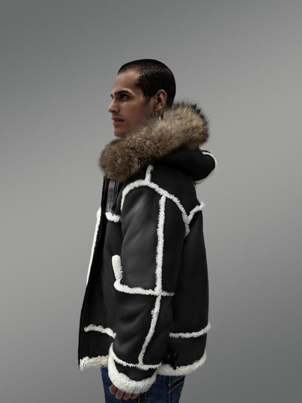 B3 Bomber Styled Premium Black Shearling Jacket - Image 3