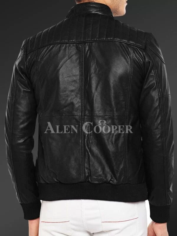 Quilted Slim Fit Real Leather Jacket for Men - Image 15