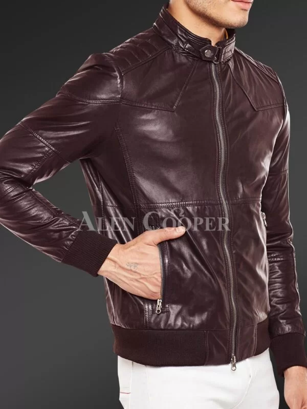 Quilted Slim Fit Real Leather Jacket for Men - Image 2