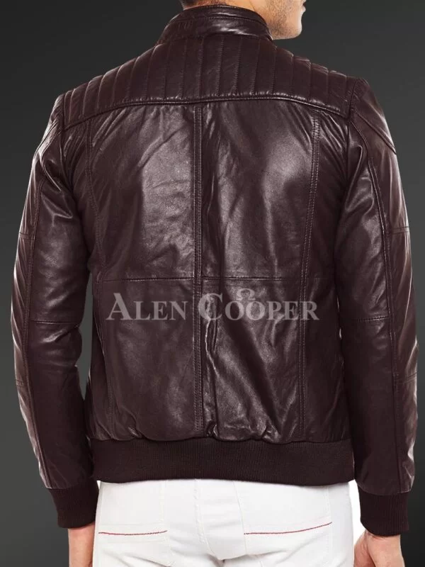 Quilted Slim Fit Real Leather Jacket for Men - Image 12