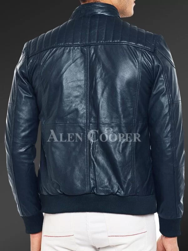 Quilted Slim Fit Real Leather Jacket for Men - Image 11