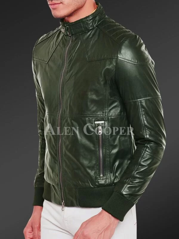 Quilted Slim Fit Real Leather Jacket for Men - Image 9