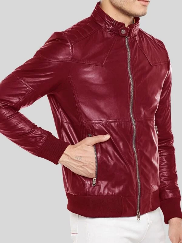 Quilted Slim Fit Real Leather Jacket for Men - Image 5