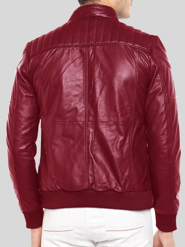 Quilted Slim Fit Real Leather Jacket for Men - Image 13