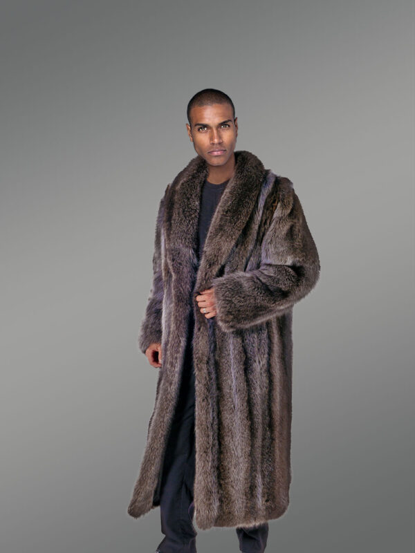 Raccoon Fur Long Coat for Men - Image 2