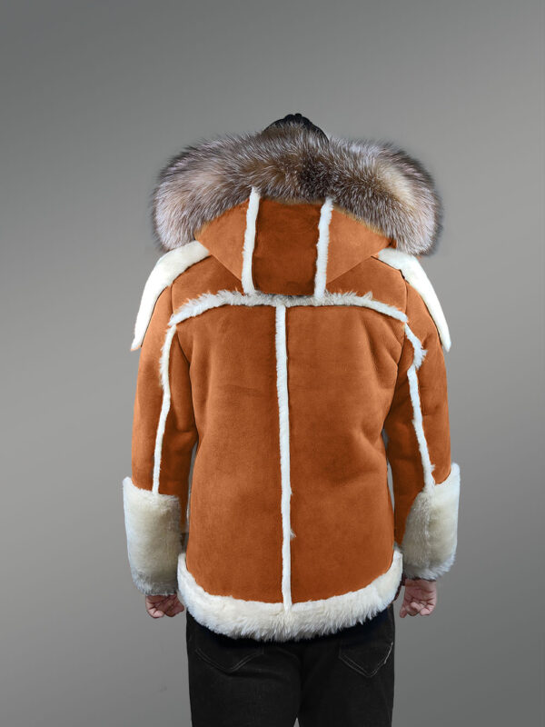 Authentic Men’s Shearling Jacket With Crystal Fox Fur Detailing - Image 7