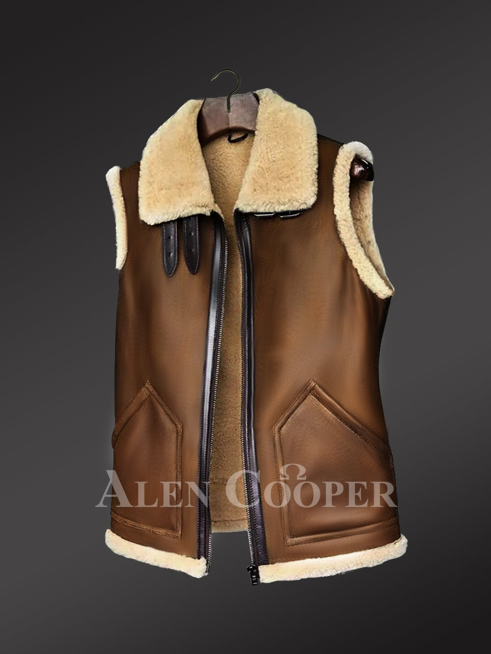 Sleeveless Brown Shearling Jackets to Boost Manly Charm This Winter! - Image 2