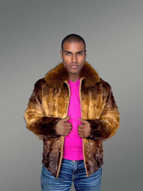 Bomber Mink Fur Men Jacket In Stylish Dual Shades - Image 6