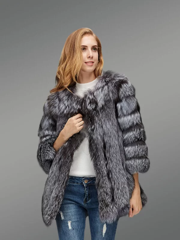 Women's Stylish and Warm Arctic Fox Fur Casual Winter Coat - Image 2