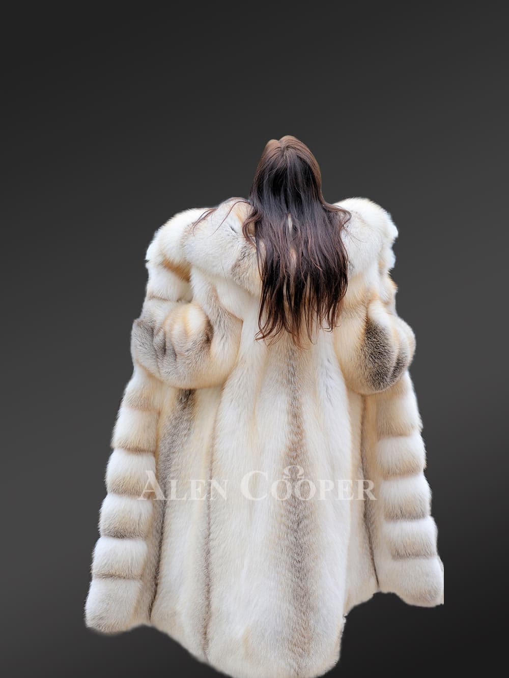 Fox Fur Long Tuxedo Coat for Women - Image 7