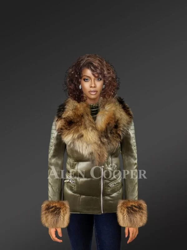 Authentic Leather Jackets with Removable Fur Collar and Handcuffs