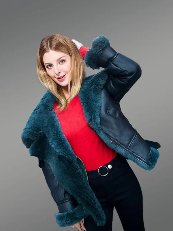 B3 Bomber Sheepskin Shearling Jacket for Women - Image 2