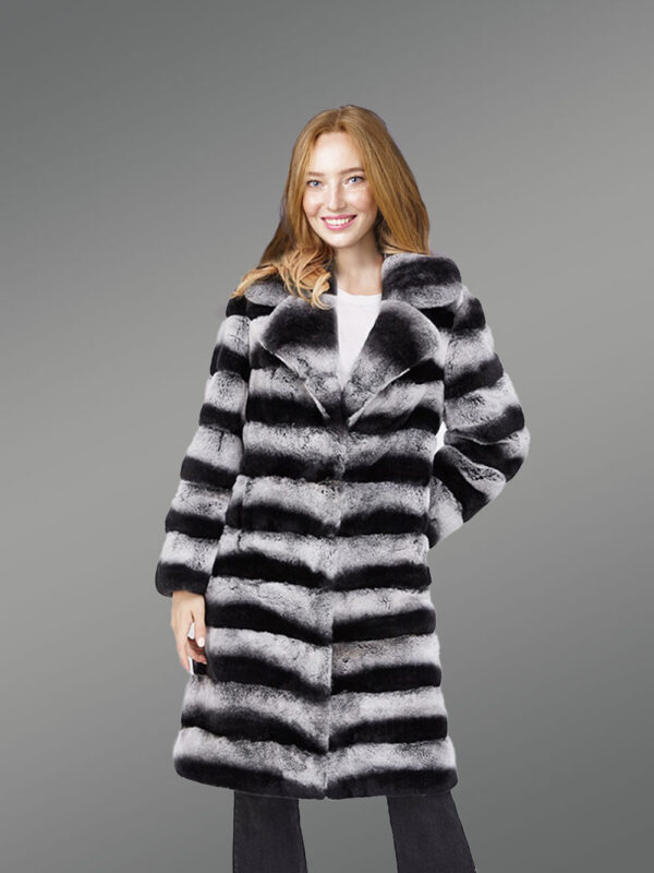 Bi-Color Long Real Fur Warm Winter Coat for Women - Image 3