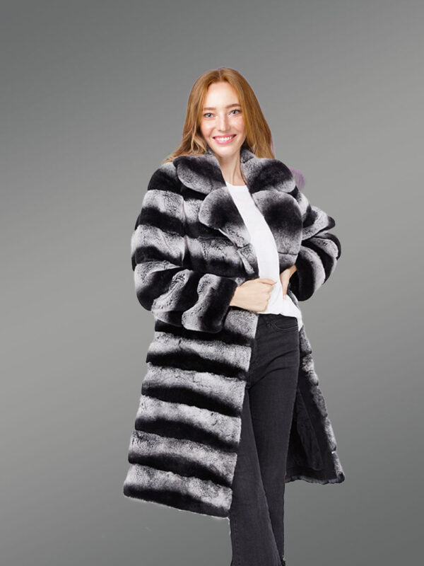 Bi-Color Long Real Fur Warm Winter Coat for Women - Image 2