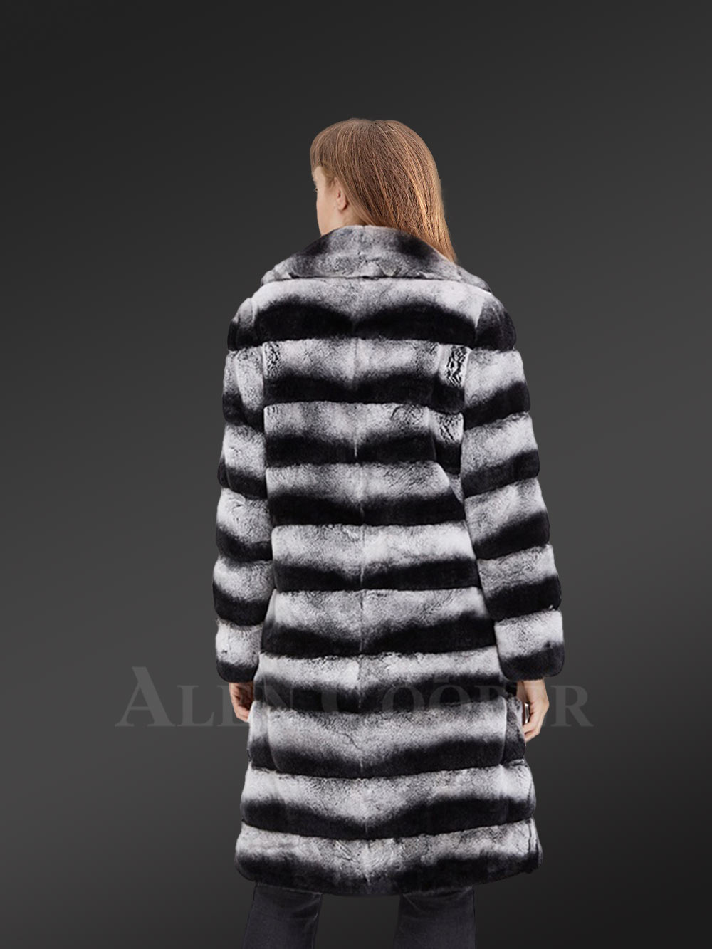 Long Rex Rabbit Fur Coat for Women - Image 5