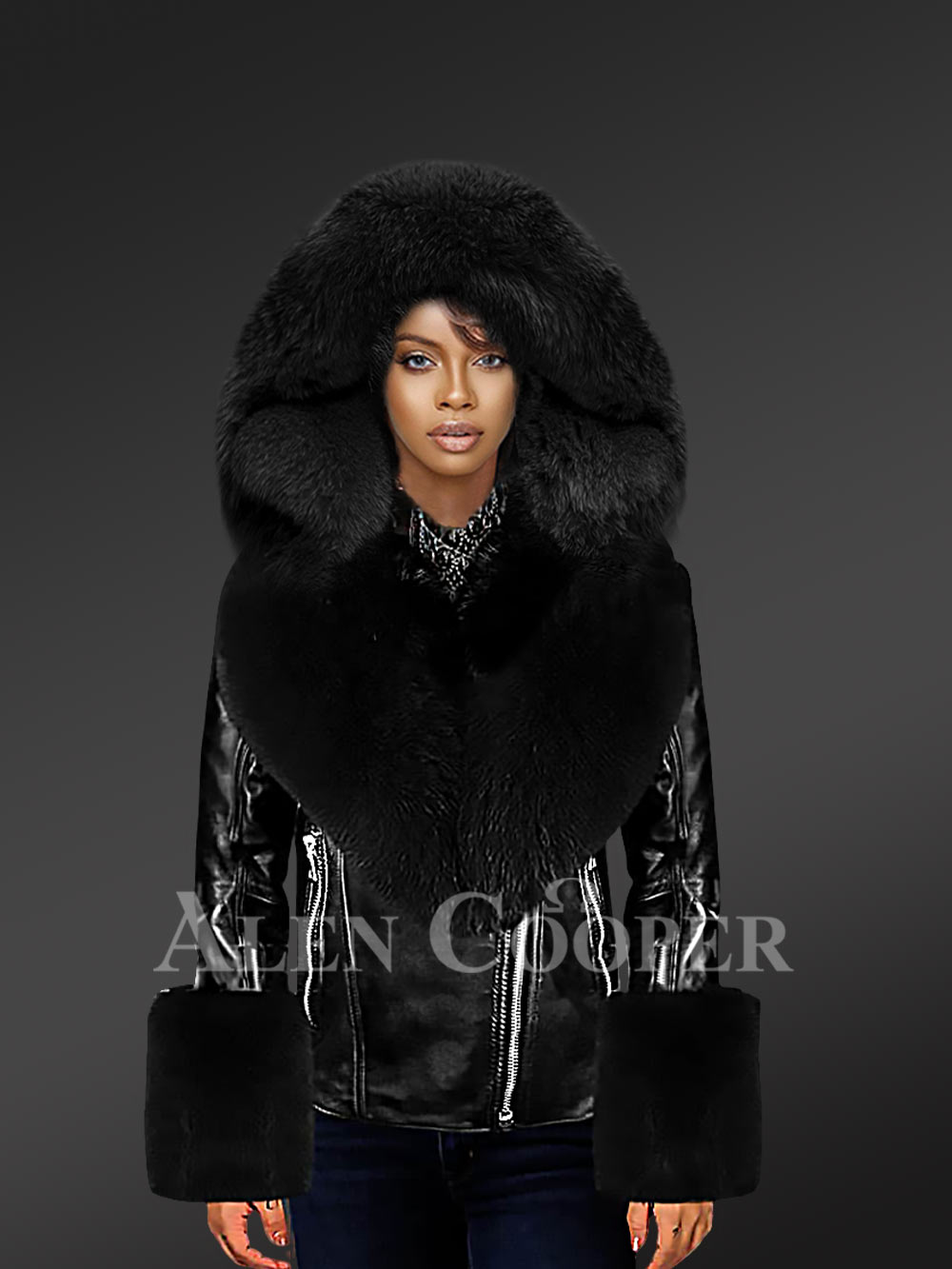 Biker Leather Jacket with hood