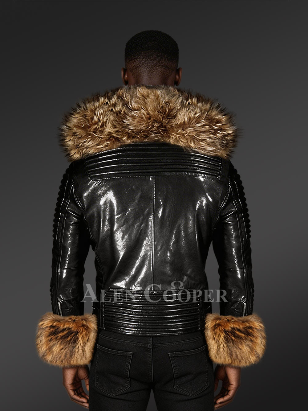 Black Biker Leather Jacket with Raccoon Fur – Smart Looks with Maximum Warmth - Image 5