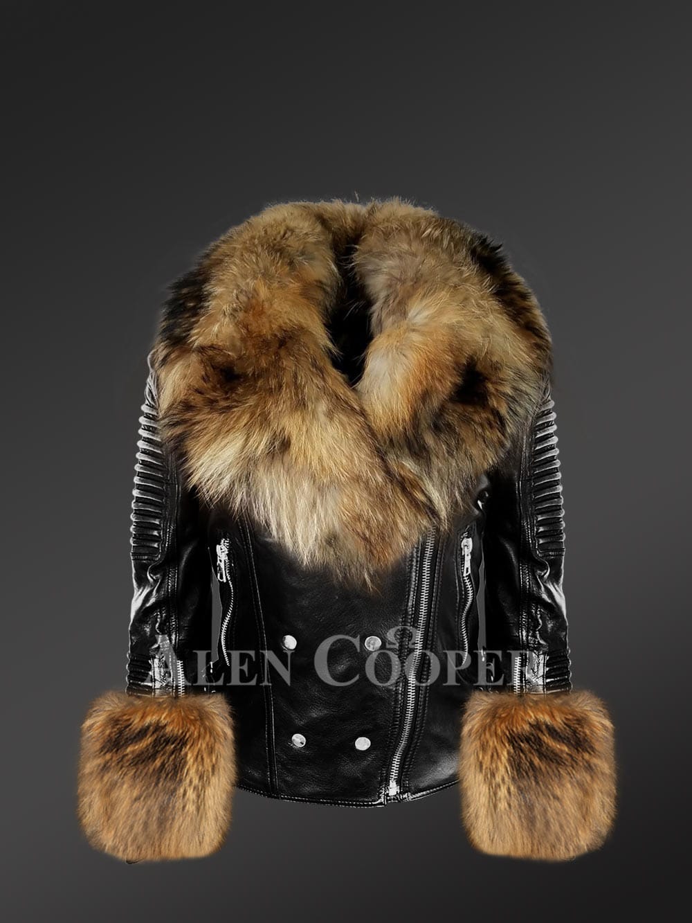 Leather Jacket with Fur for Women - Image 3